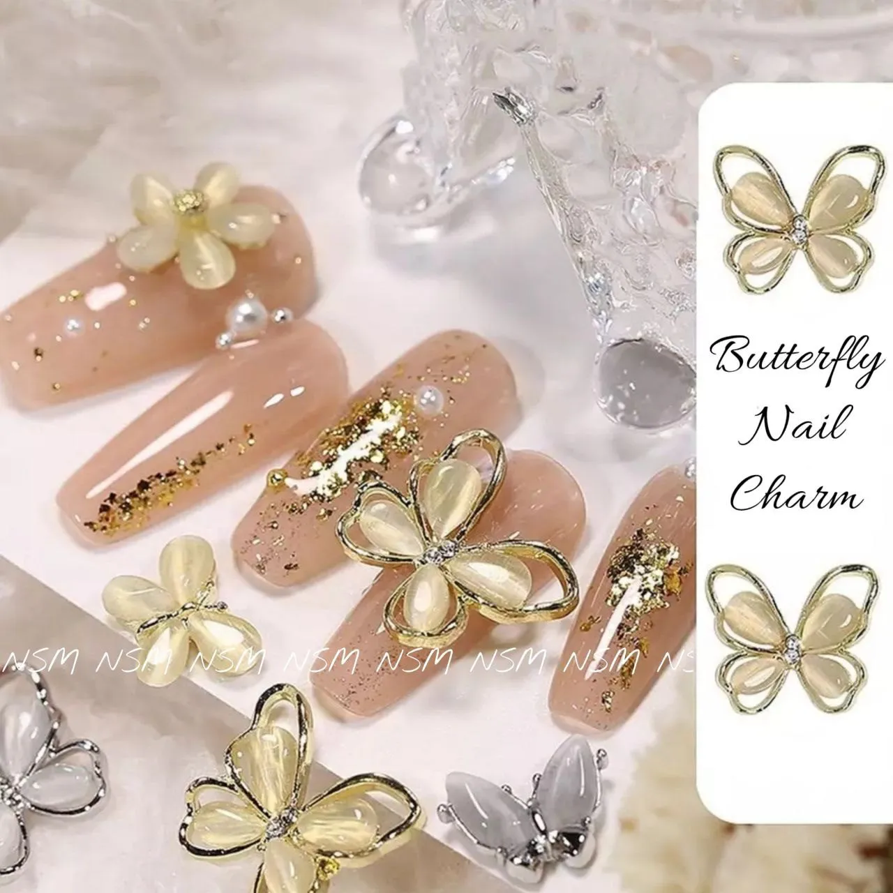 Butterfly Press on Nails Long, 24Pcs Pink Butterfly Exquisite Design Fake  Nails Full Cover Acrylic Nails Glossy Square Glue on Nails for Spring Nail  Art Decorations Artificial Stick on Nails for Women