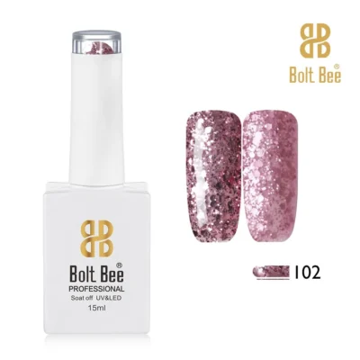 Bolt Bee Rose Pink Sequins Glitter Gel Polish (shade No. 102)