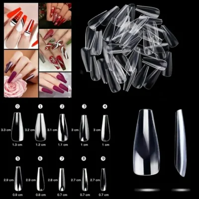 Long Coffin Clear Fake Nail Tips (pack Of 500 Pcs)