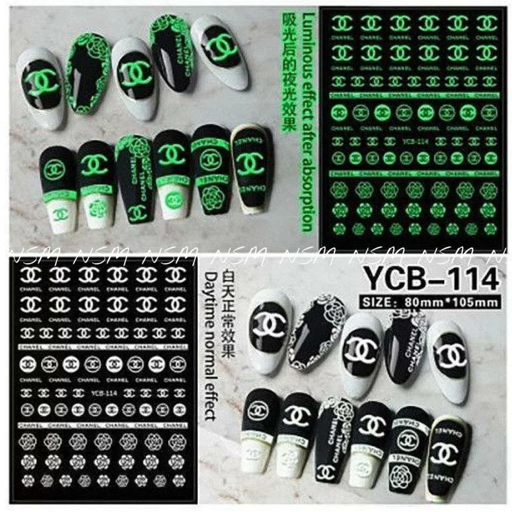 Chanel Glow In The Dark Brand Nail Art Sticker Sheets (ycb-114)