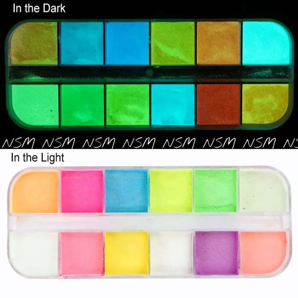 Luminous Glow In Dark Powder Grid (random Colors)