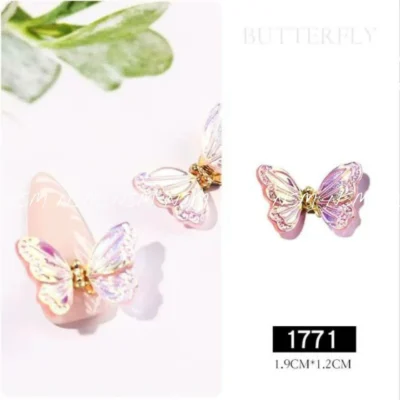 Moving Butterfly Nail Charms (set Of 2 Pcs)