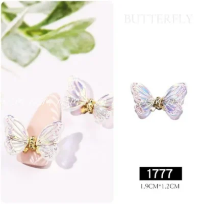 Moving Butterfly Nail Charms (set Of 2 Pcs)