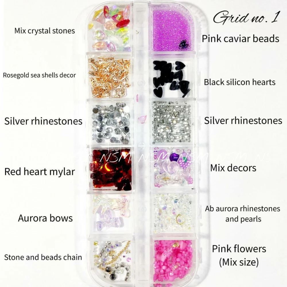 Nail Art Charms Accessories And Mylars Mix Grid 01