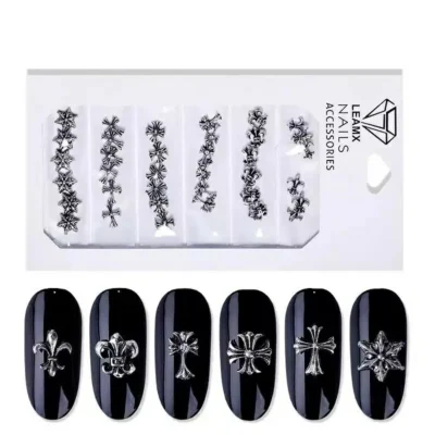 Oxidized Silver Metal Retro Theme Nail Art Charms