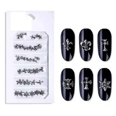 Oxidized Silver Metal Retro Theme Nail Art Charms