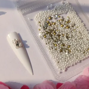 Pearls And Crystal Diamond Nail Decor (mix Size Pack)