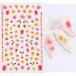 Pink And Yellow Rose Nail Stickers Sheet (F861)