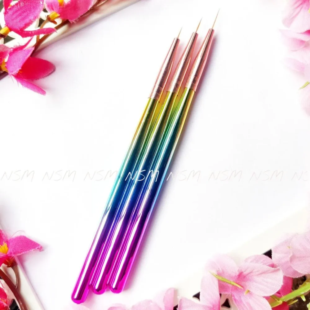 Rainbow Metallic Fine Detailing Brushes (set Of 3)