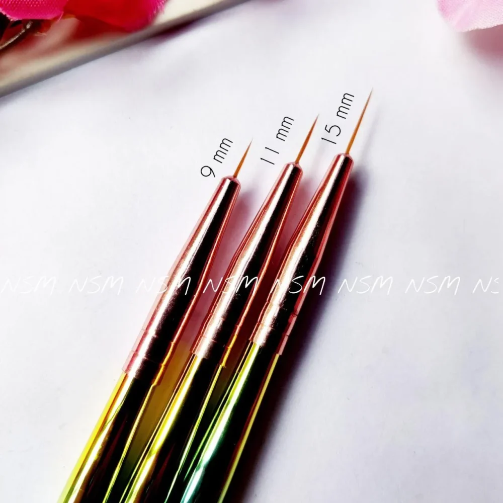 Rainbow Metallic Fine Detailing Brushes (set Of 3)