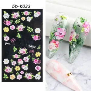 Rose And Leaves 5d Nail Stickers Sheet (5d-K033)