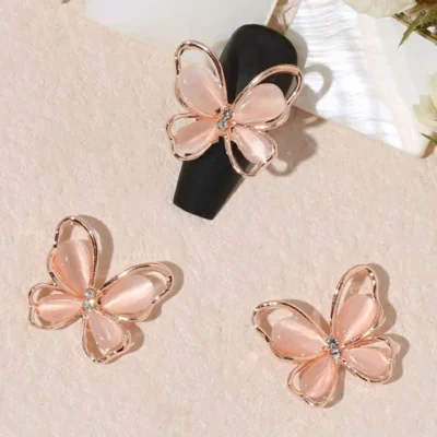 Rose Gold Butterfly Nail Charms