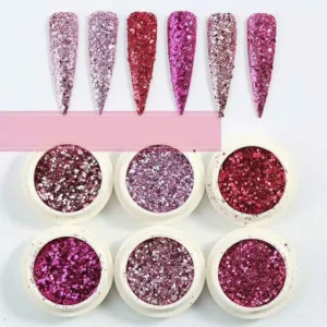 Rosegold And Red Glitter Mylar Mix (set Of 6)