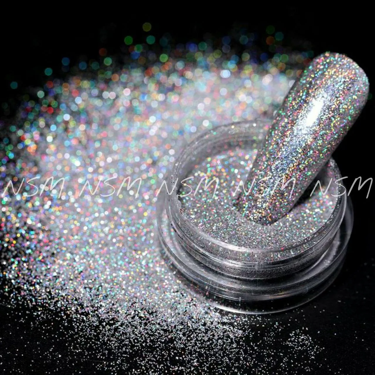 10ml/Box Nail Glitters Powder Nails Tips White Silver Powder Dust 1mm  Manicure Nail Art Decorations : Amazon.in: Beauty