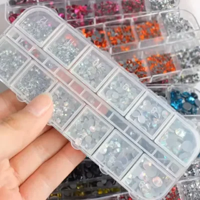 Silver Nail Art Stones Grid