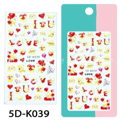 Valentine's Special Teddy And Hearts 5d Sticker Sheets (5d-k039)