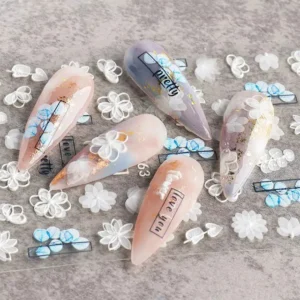 White And Blue Flowers 5d Sticker Sheets (5d - K063)