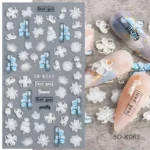 White And Blue Flowers 5D Sticker Sheets (5D - K063)