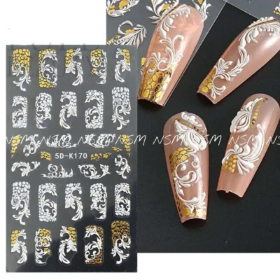 White Swirls And Gold Design 5d Sticker Sheets (5d-k170)
