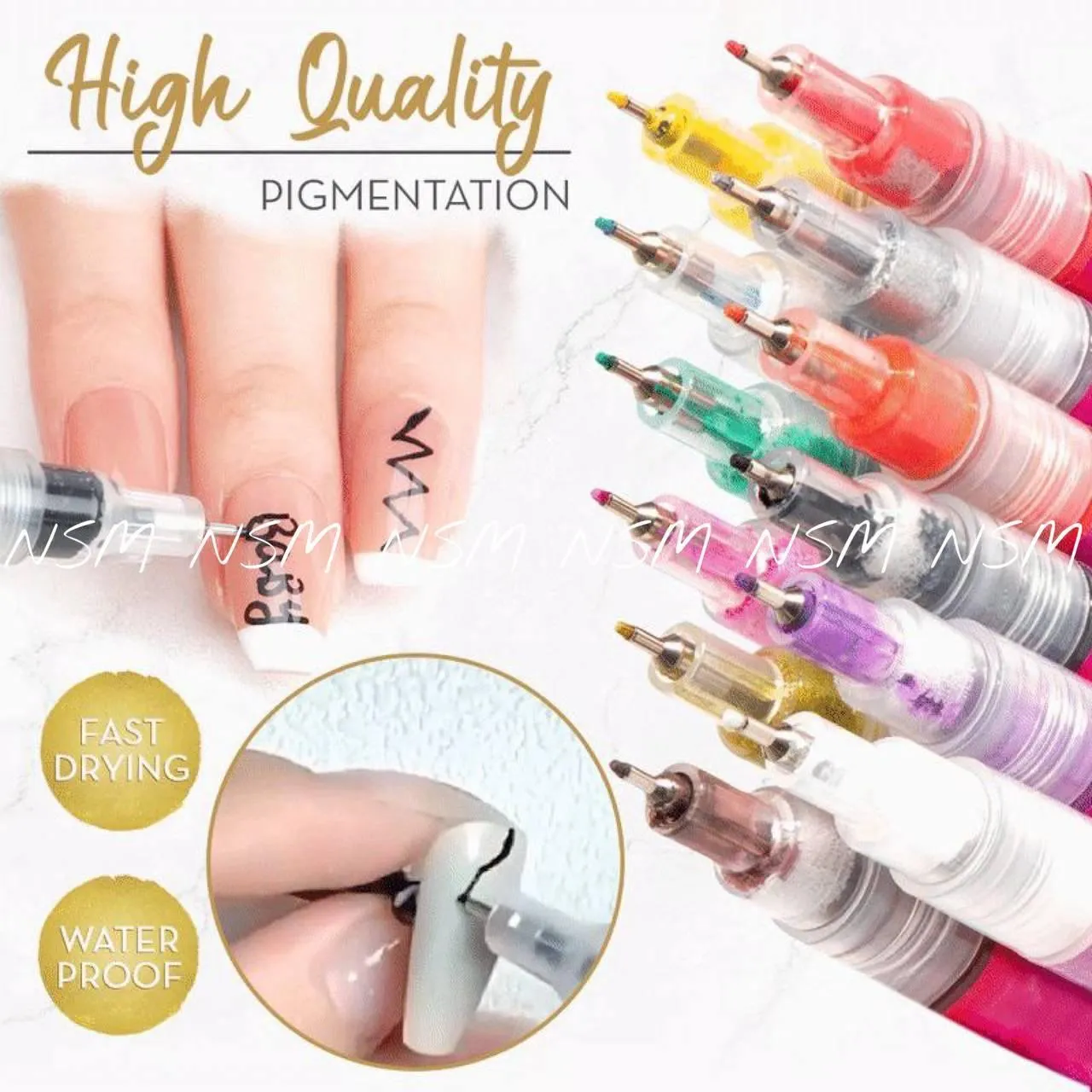 12 Colors Ultra Thin Curve Manicure Marker Nail Art Pens Set for