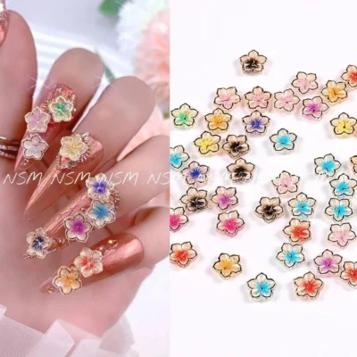 Multicolour Flowers Nail Charms