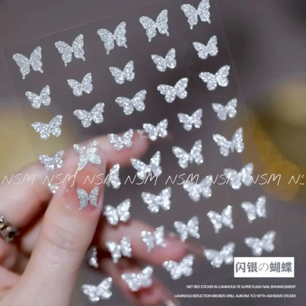 Silver Butterflies Reflective Glitter Sticker Sheets