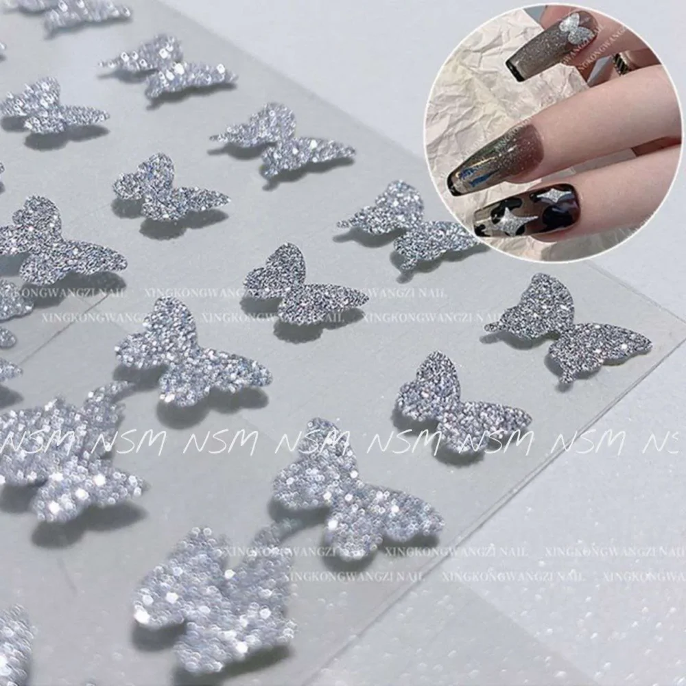 Silver Butterflies Reflective Glitter Sticker Sheets