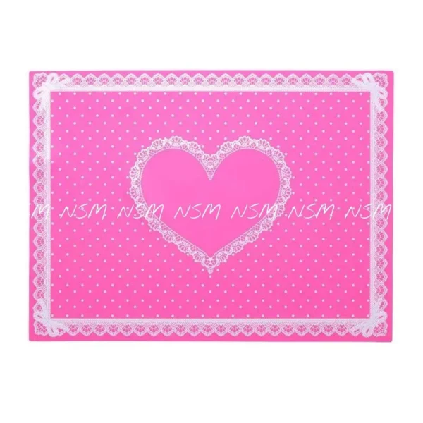 Lace And Dots Foldable Silicon Table Mats - Light Pink