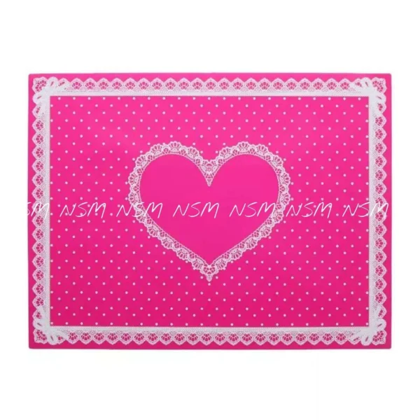 Lace And Dots Foldable Silicon Table Mats - Dark Pink