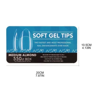 Short Medium Almond Semi Frosted Soft Gel Tips Box (550 Tips)