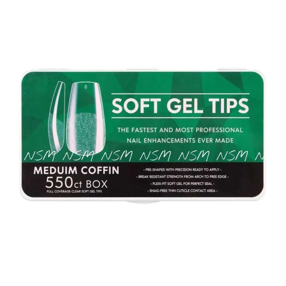 Medium Coffin Semi Frosted Soft Gel Tips Box (550 Tips)
