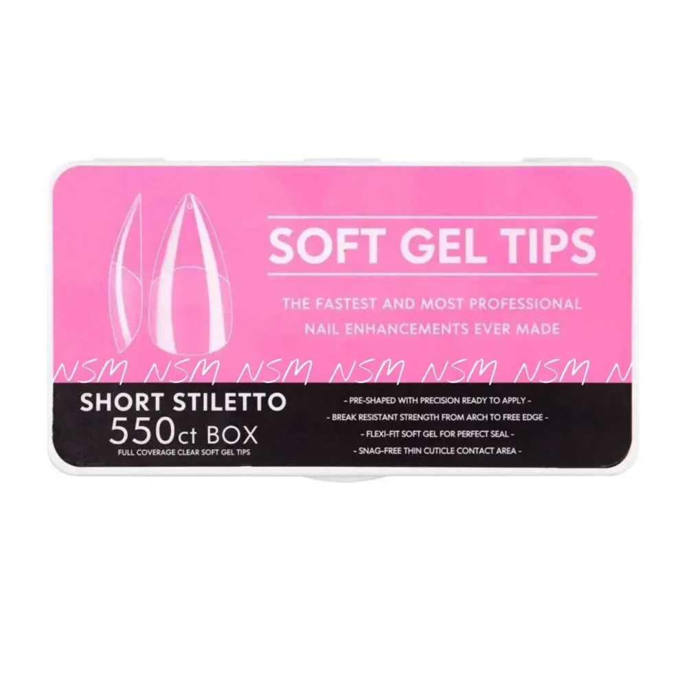 Short Medium Stiletto Soft Gel Tips Box (550 Tips)