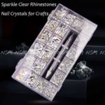 Multiple Sized Silver Rhinestones And Stone Picker Nail Art Set