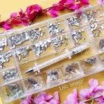 Multiple Sized Silver Rhinestones And Stone Picker Nail Art Set