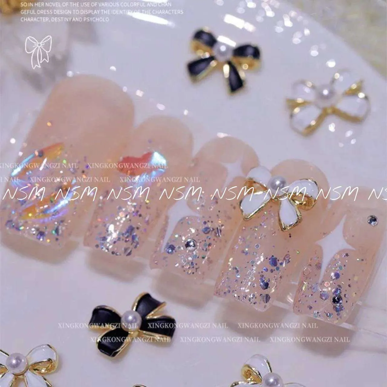 3D Nail Art Bows Nail Decoration Ribbon Crystal Aurora Bow Tie Gems  Rhinestones | eBay