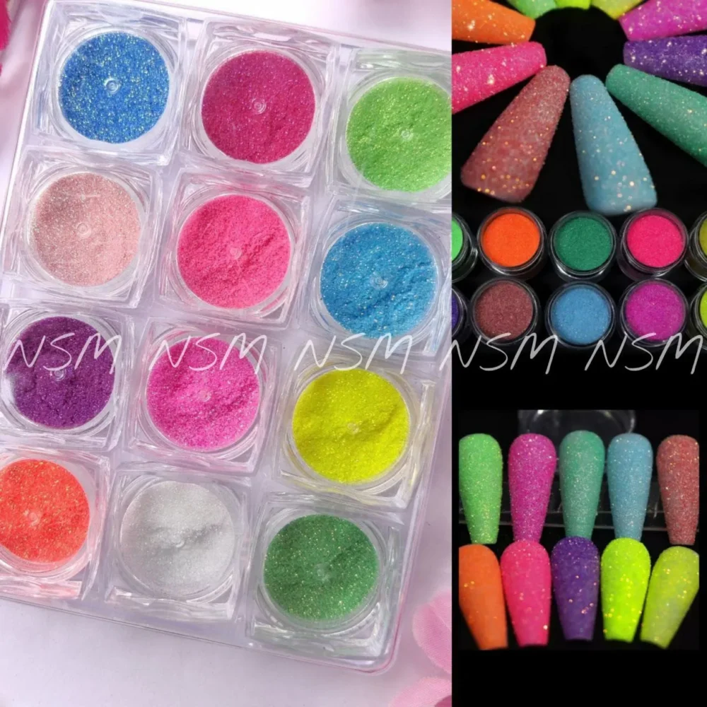 Neon Sugar Glitter Powder (set Of 12 1gm Jars)