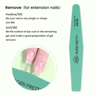 Born Pretty Washable Nail File For Etension Nails 100/180 Grit (s-2)