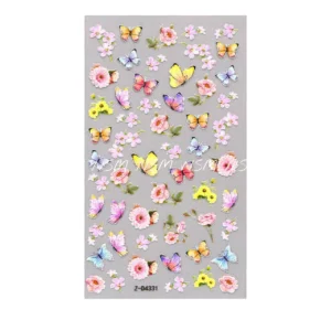 Butterfly And Flowers Embossed 5d Nail Art Sticker Sheets (Z-D4331)