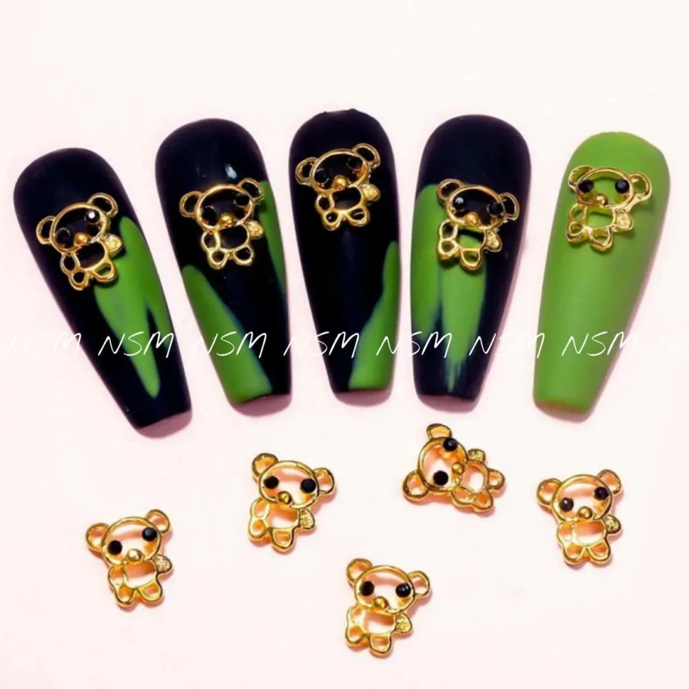 Hollow Teddy Bear Nail Charms (pack Of 2 Pcs)