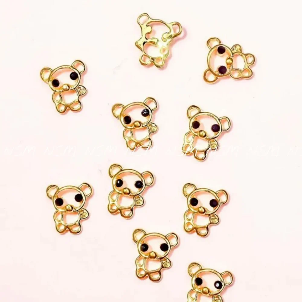 Hollow Teddy Bear Nail Charms (pack Of 2 Pcs)