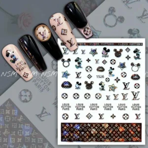 Mickey Mouse And Lv Holographic Brand Nail Art Sticker Sheets (1526)