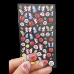 Rose And Butterfly Embossed 5d Nail Art Sticker Sheets (z-d4325)