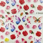 Rose And Butterfly Embossed 5d Nail Art Sticker Sheets (z-d4325)