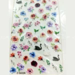 Swan Leaves And Flowers Embossed 5d Nail Art Sticker Sheets (z-d4328)