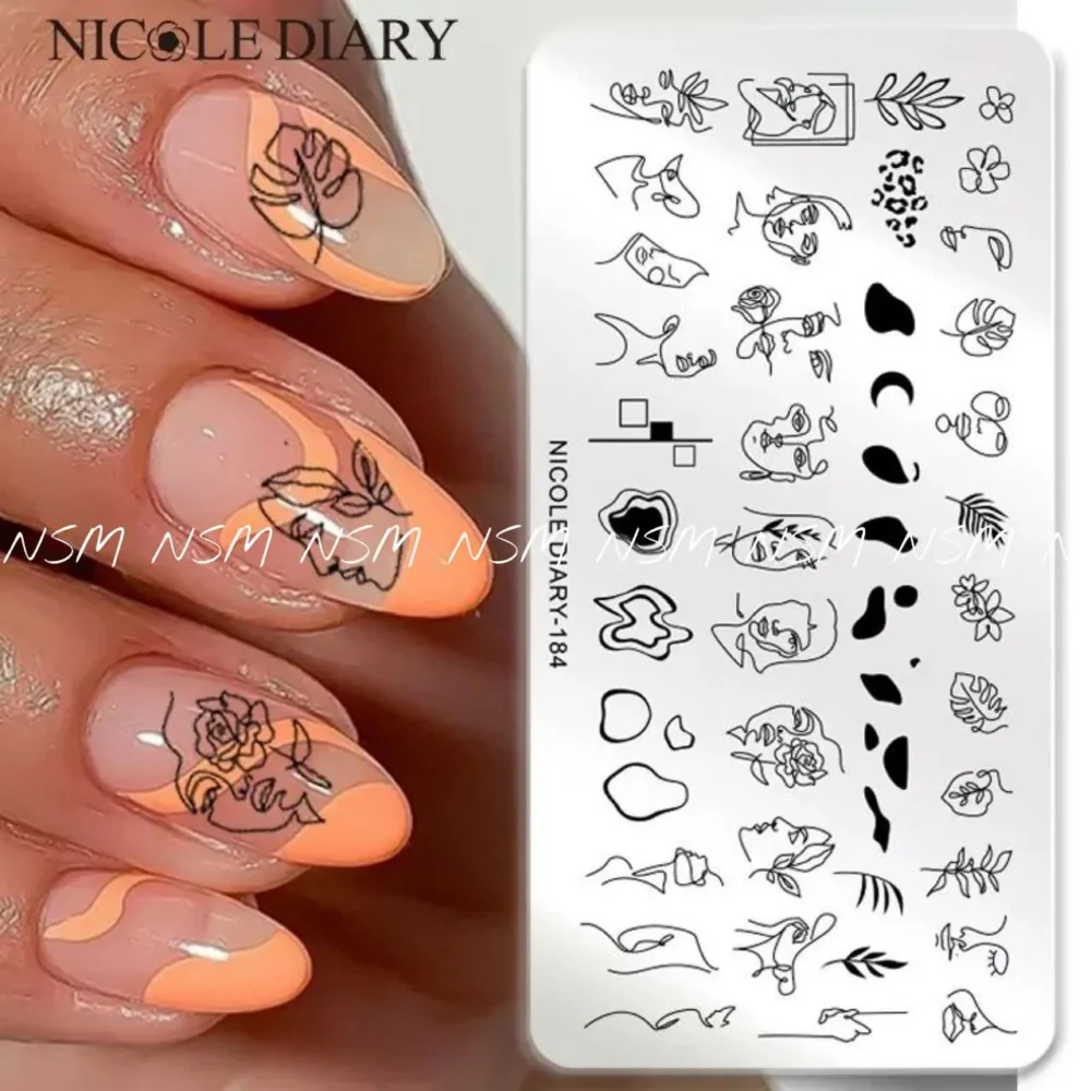Abstract Lady Face, Flowers And Leaves Stamping Plate By Nicole Diary (184)