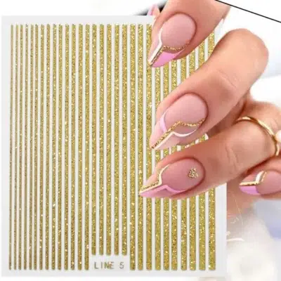 Gold Glitter Stripes Sticker Sheet