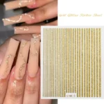 Gold Glitter Stripes Sticker Sheet