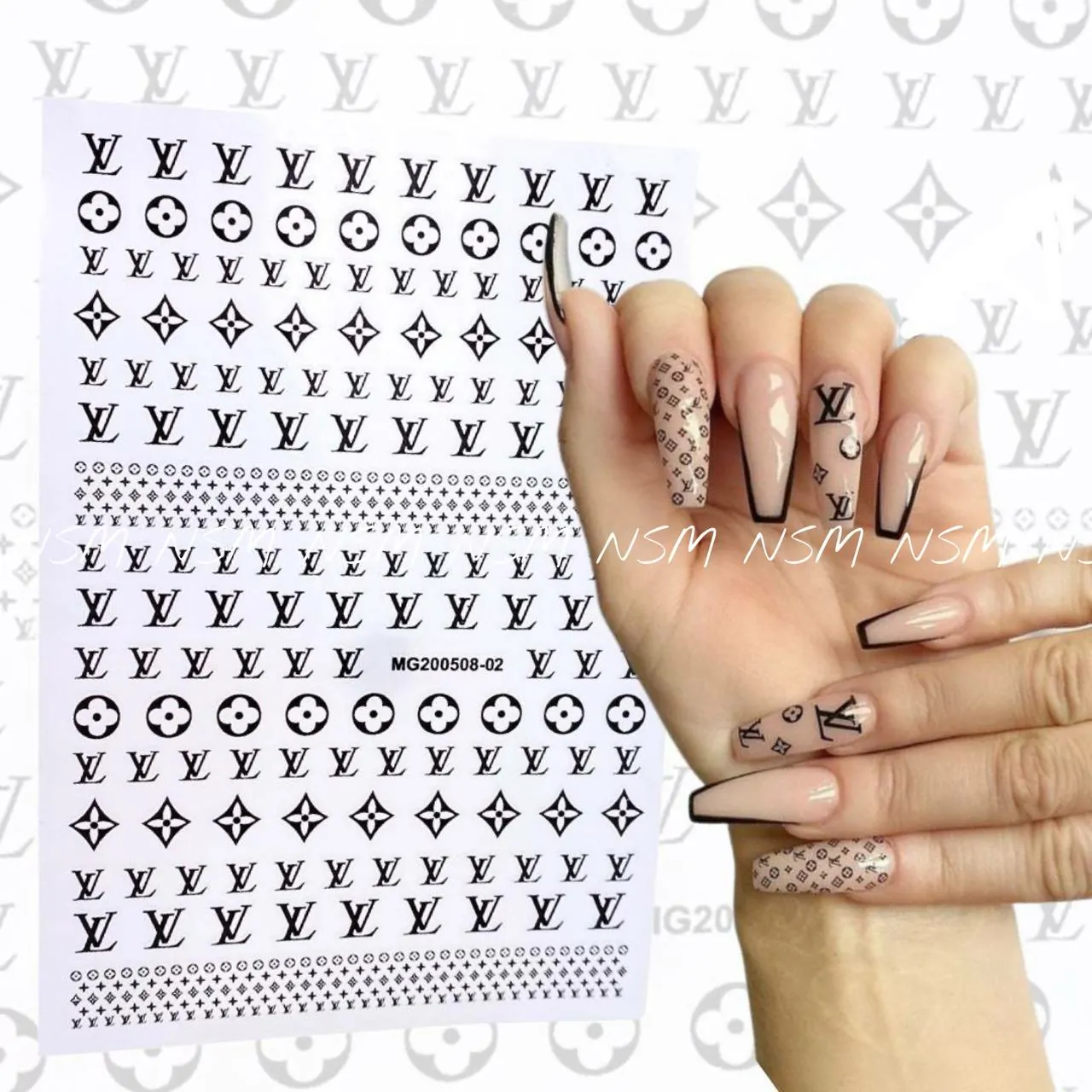 6 Sheets Flame LV Nail Stickers
