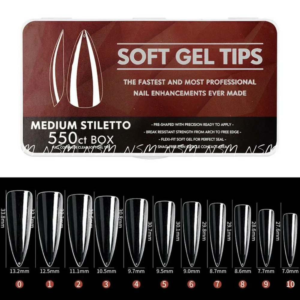 Medium Stilleto Soft Gel Tips Box (550 Tips)