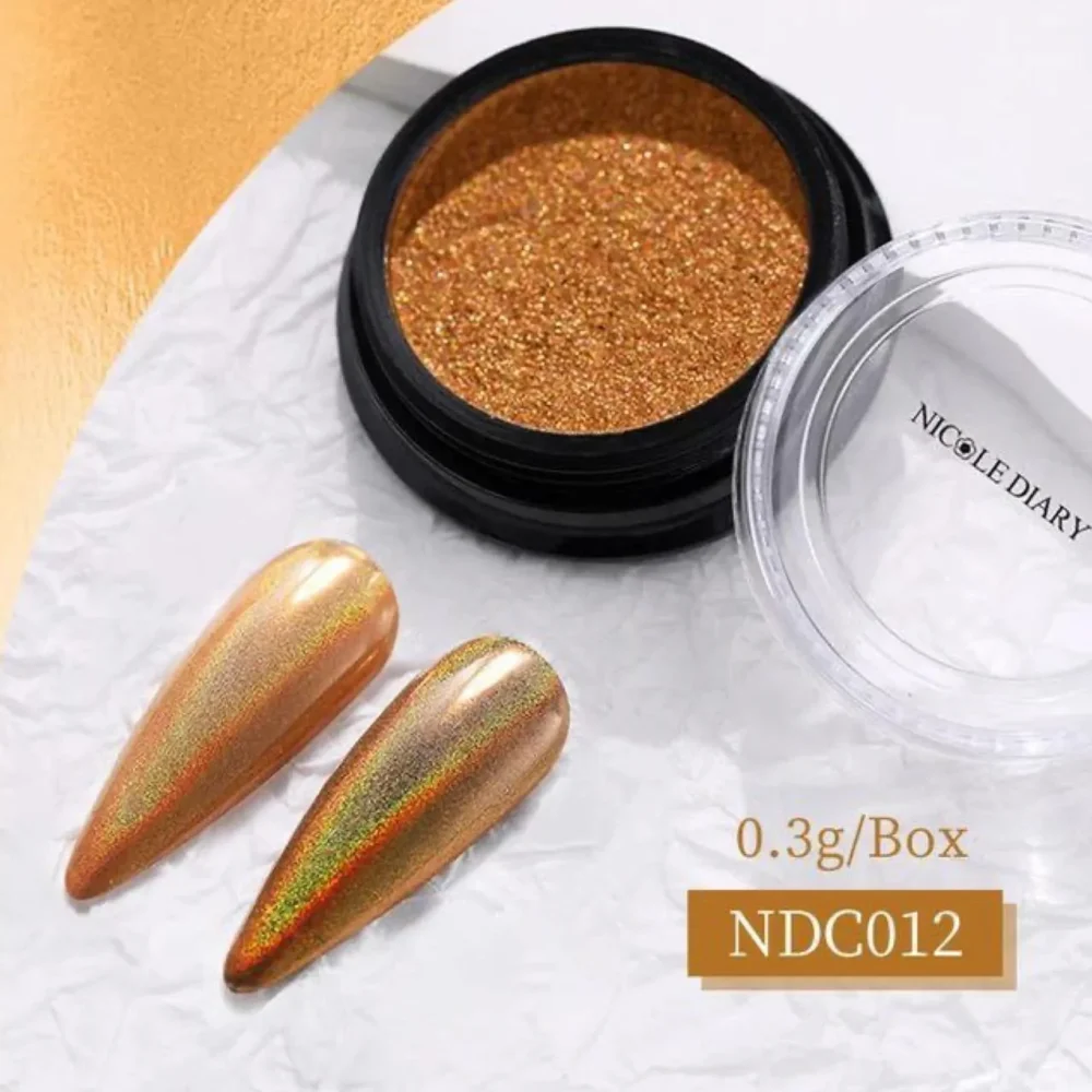 Nicole Diary Gold Holographic Pressed Chrome Powder